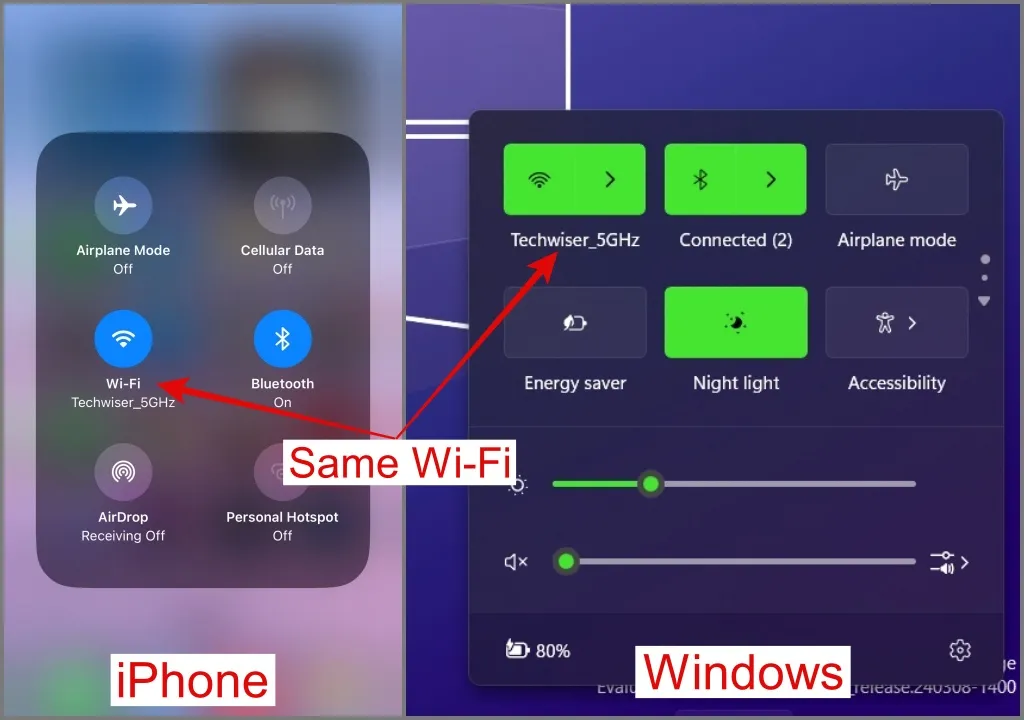 在手機和電腦上連接到同一 Wi-Fi 網路