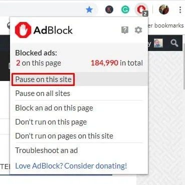 Deaktiver Adblocker fra websiden