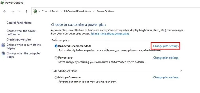 Cambiar la configuración del plan