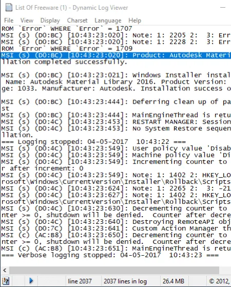 Dynamischer Log Viewer