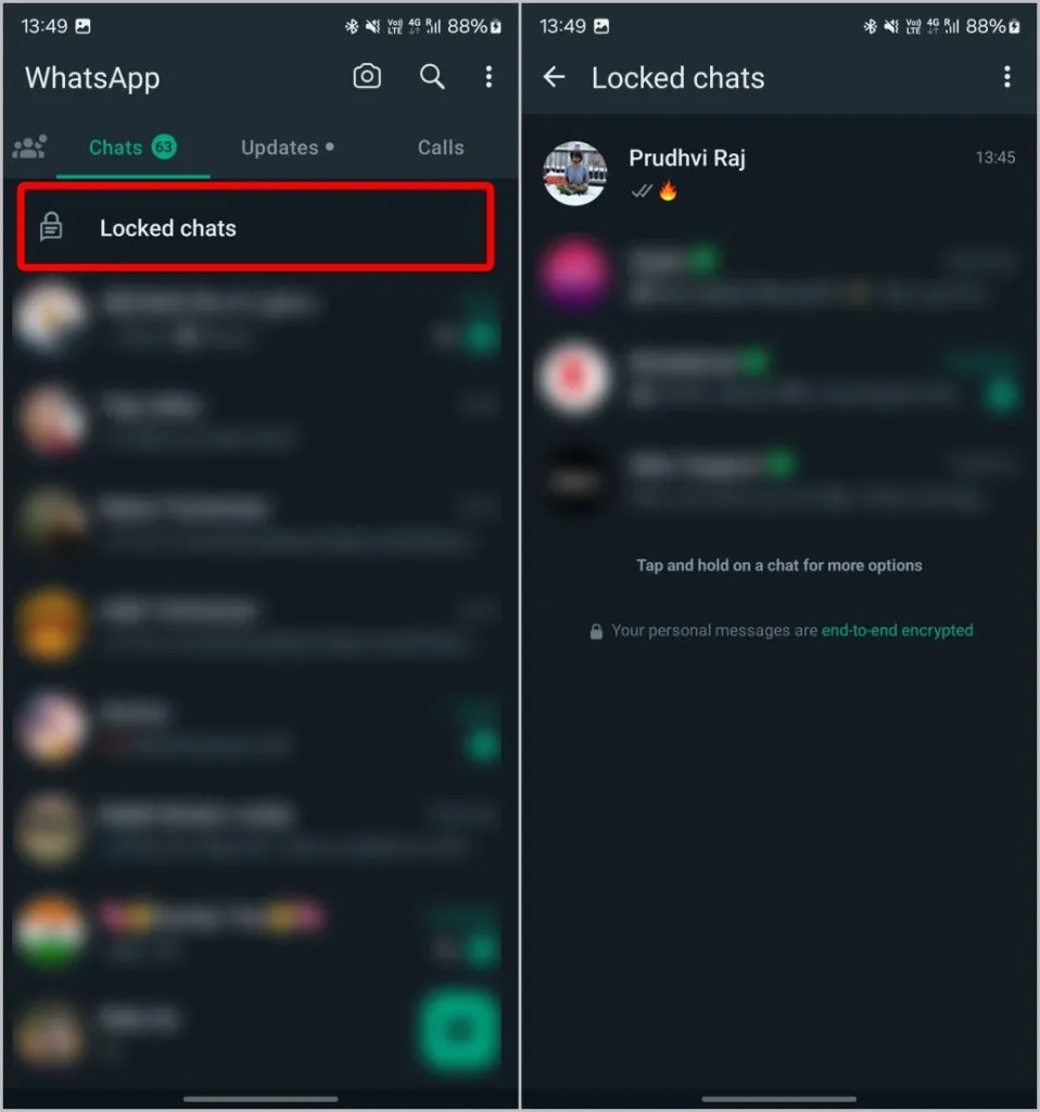 Abrir chats bloqueados en WhatsApp