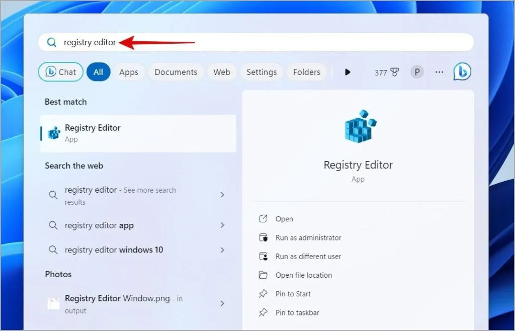 Otevřete Editor registru v systému Windows 11