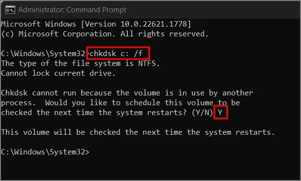 CHKDSK 검사 실행