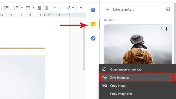 Vaizdas išsaugomas įrenginyje iš „Google Keep“ priedo