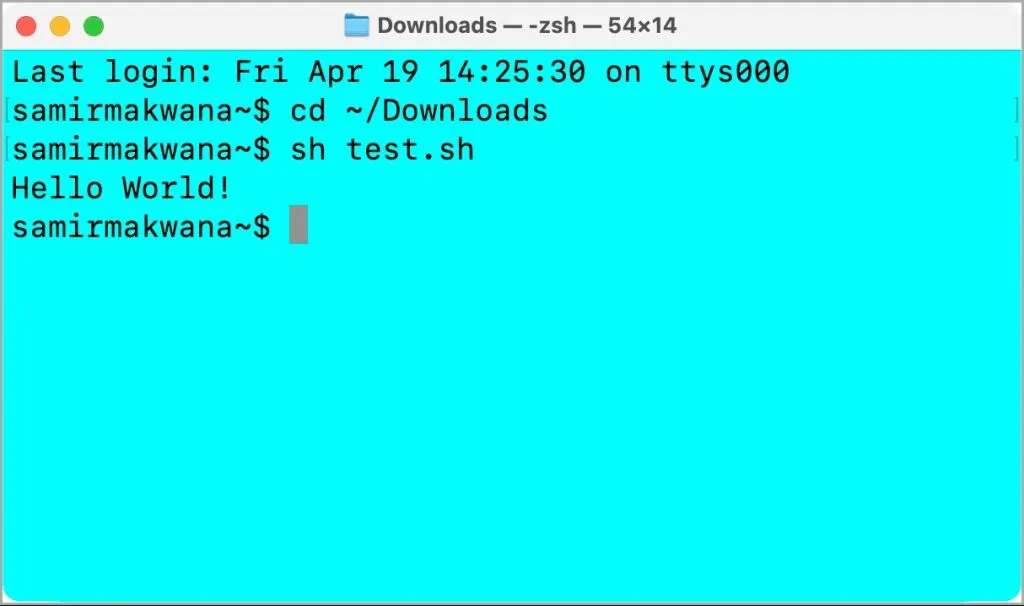 Succès de l'exécution du script shell dans Terminal sur Mac