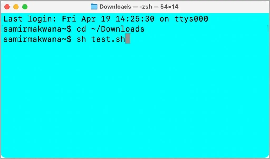 Testare il file script della shell nel Terminale su Mac