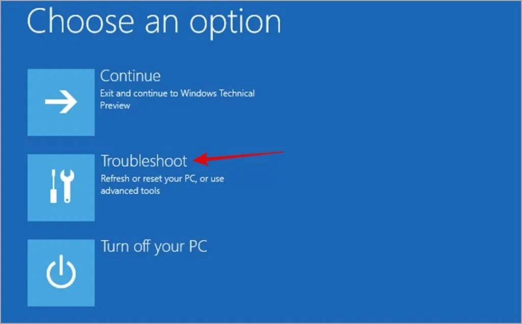 Menu Risoluzione dei problemi in Windows