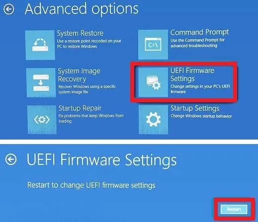 Configurações de firmware UEFI