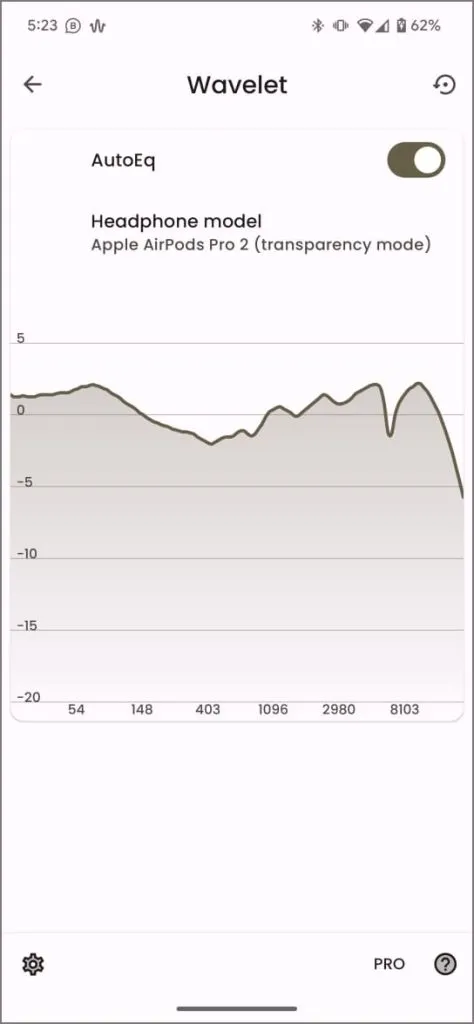 AirPods Pro 2 AutoEQ w aplikacji Wavelet na Androida