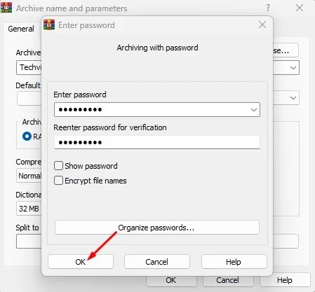 inserire e reinserire la password