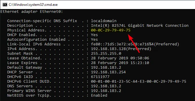 fikse dns-serveren som ikke svarer 14 - kopier mac-adressen