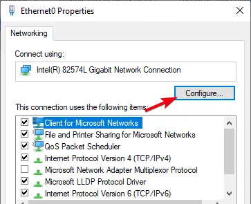 fikse dns-serveren som ikke svarer 16 - klikk på konfigurer-knappen