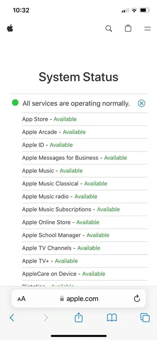 Überprüfen Sie den Systemstatus von Apple