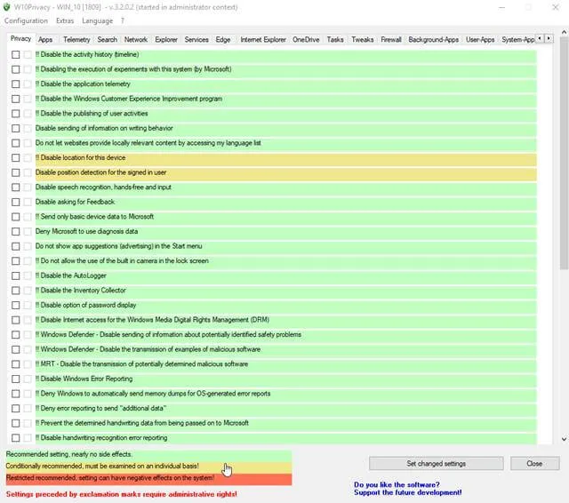 Конфиденциальность W10