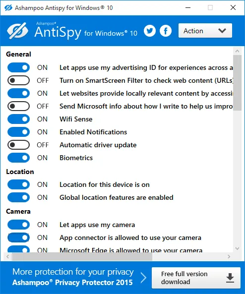 Ashampoo AntiSpy dla Windows