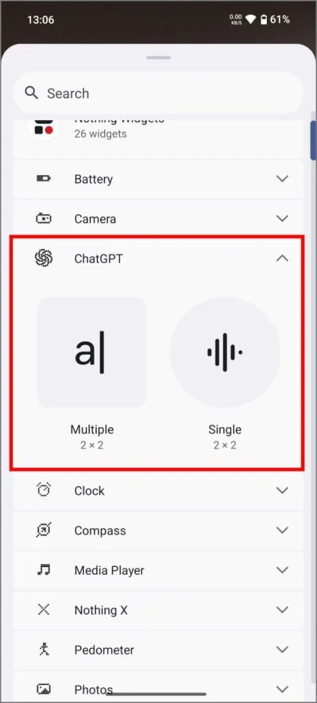 ChatGPT-Widget in NothingOS 2.5 auf Nothing-Telefon 2a