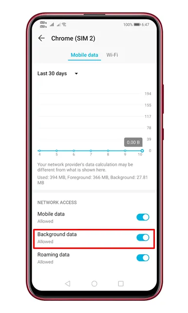 Disattiva Risparmio dati