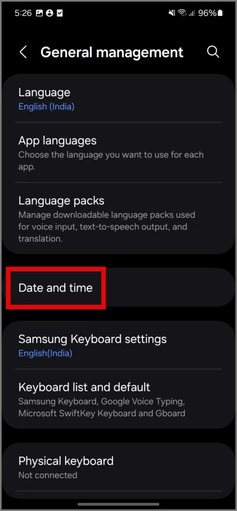 Réglage de la date et de l'heure sur Android