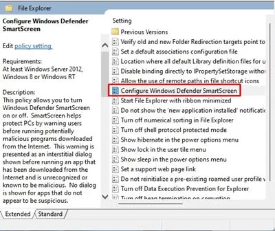 Windows Defender SmartScreen を構成する
