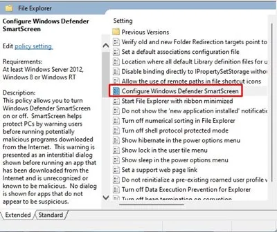 Skonfiguruj ekran SmartScreen programu Windows Defender