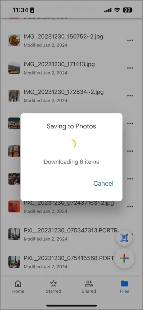 Baixe do Google Drive para fotos do iPhone