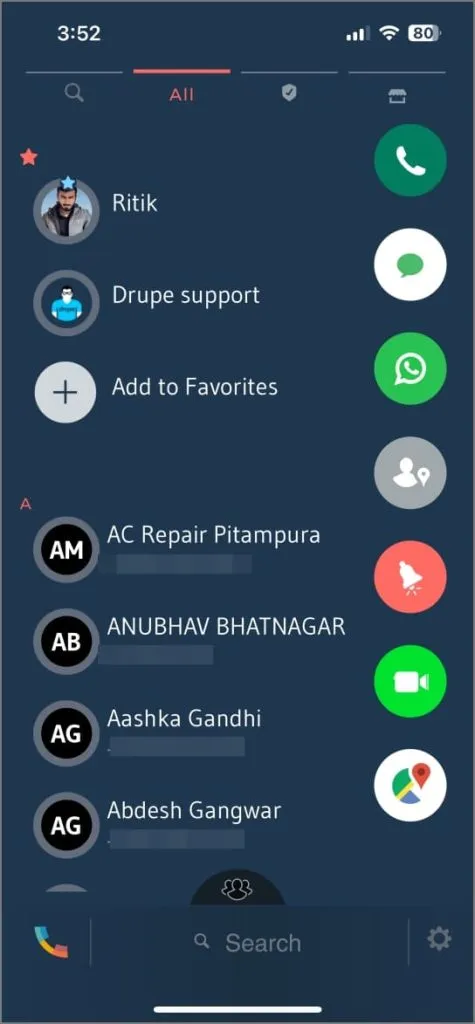 Drupe dialer на iPhone