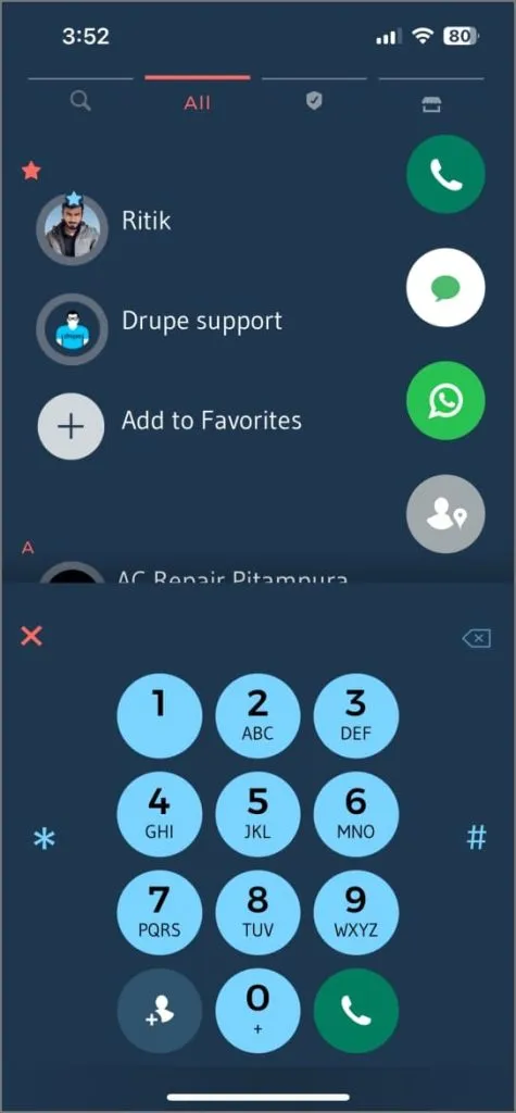 Звонилка Drupe на iPhone