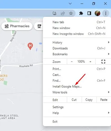 klikněte na Instalovat Google Maps