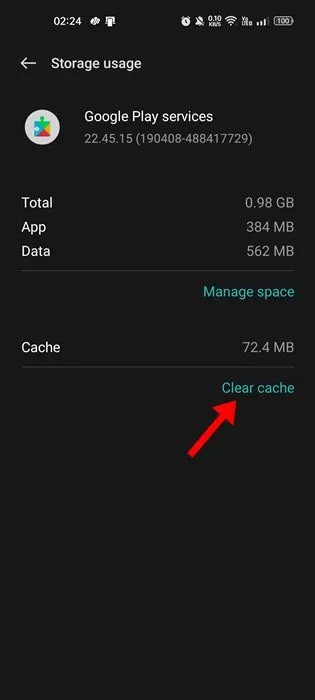 wis de cache voor Google Play-services