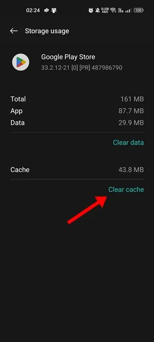 Cancella cache