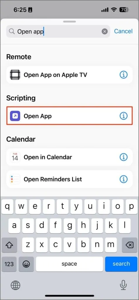 Scorciatoia per l'icona dell'app personalizzata nell'app Scorciatoie su iOS 17