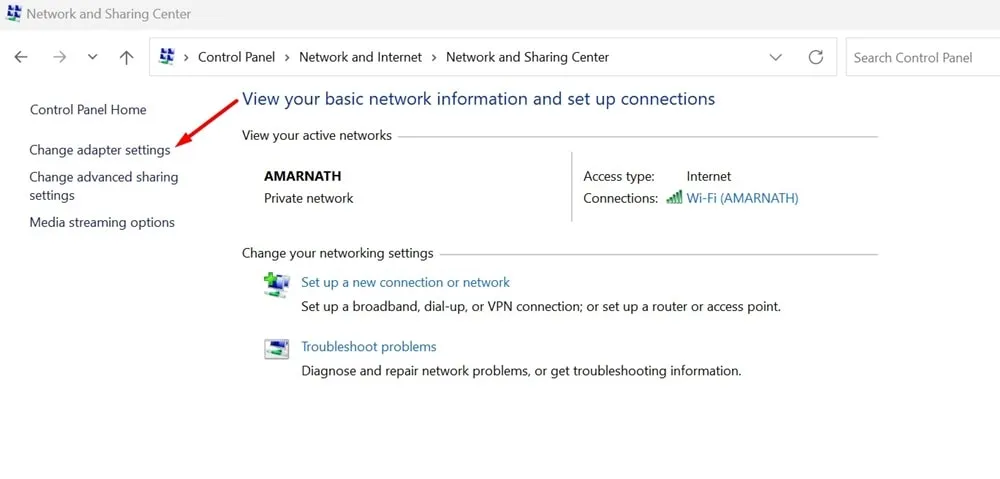 Alterar configurações do adaptador