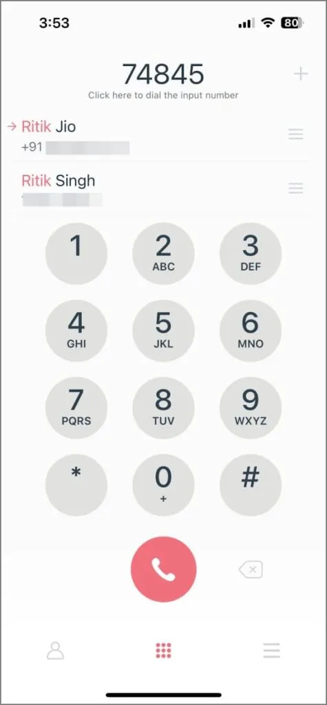 One Dialer con búsqueda T9 en iPhone