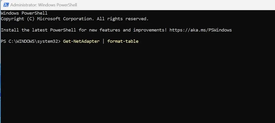 Get-NetAdapter | formatas-lentelė