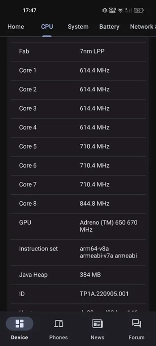 procesador del teléfono