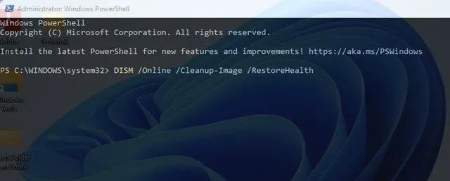 DISM /Online /Cleanup-Image /RestoreHealth