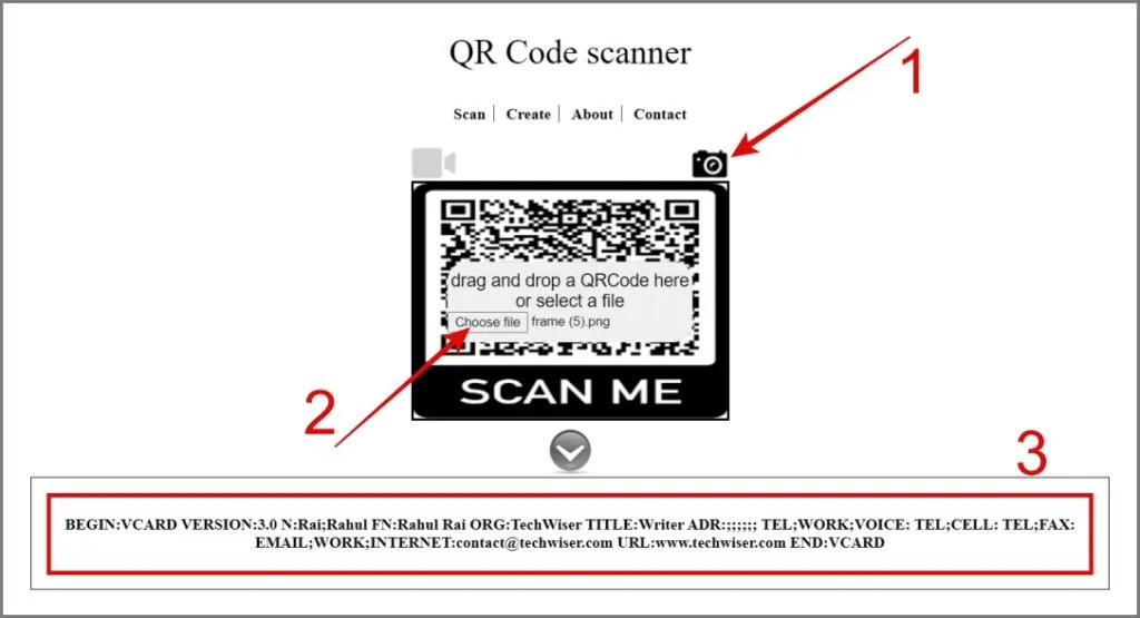 Scan de QR-code met behulp van de webapp