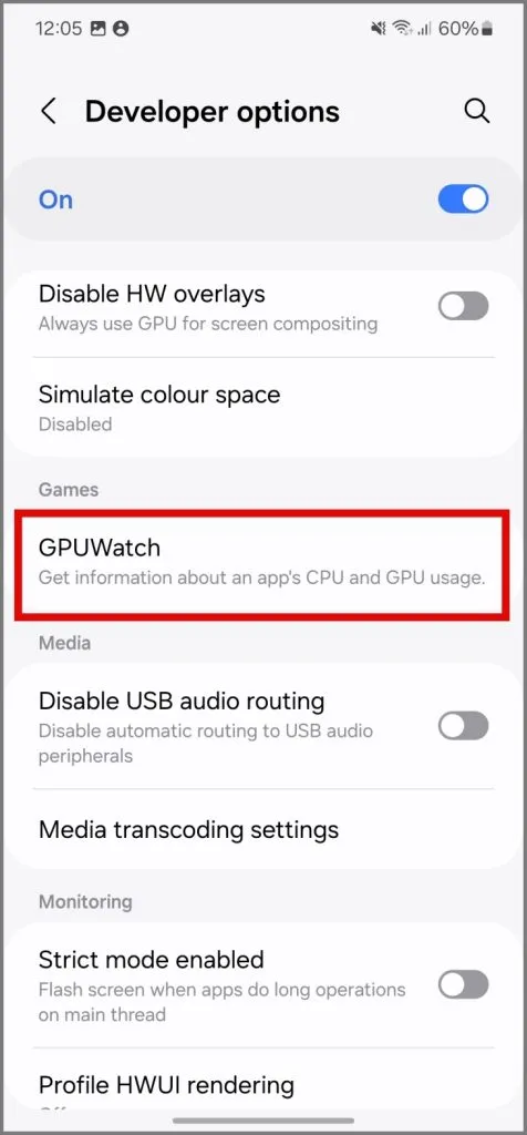 Atlasiet opciju GPUWatch