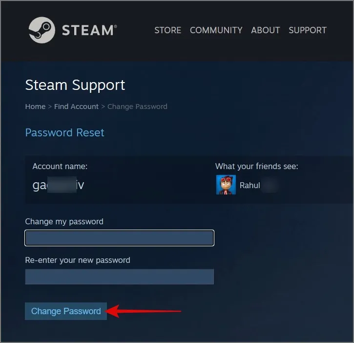 Nustatykite naują „Steam“ slaptažodį