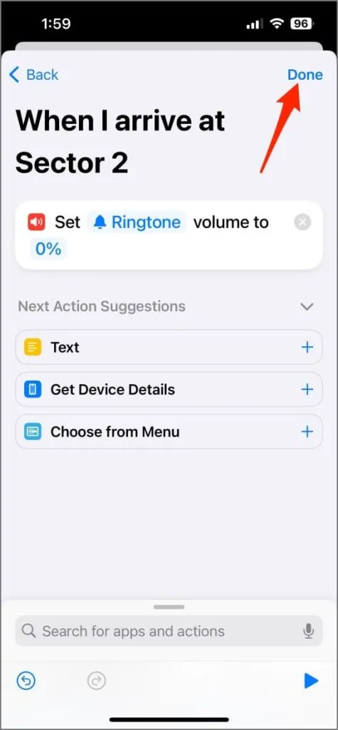 Automazione per disattivare l'iPhone in base alla posizione nell'app Scorciatoie