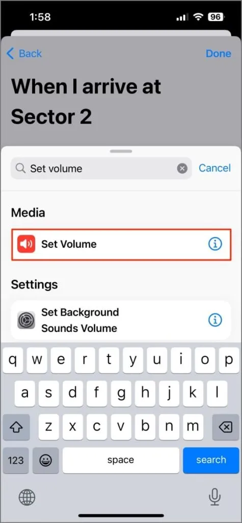 Automação para silenciar o iPhone com base na localização no aplicativo Shortcuts