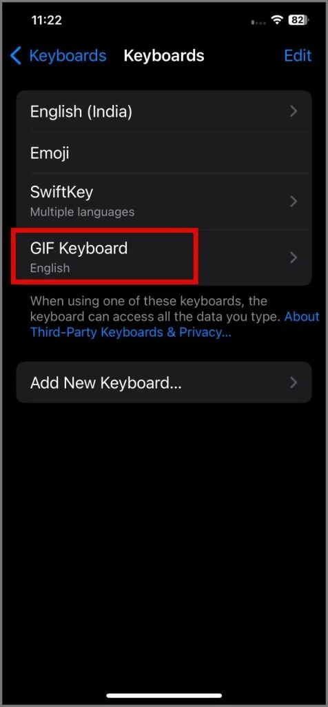 Appuyez sur Clavier GIF