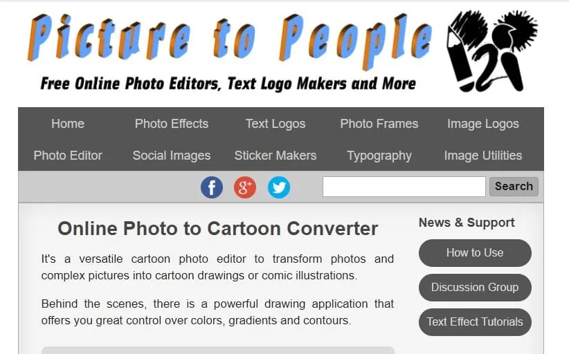 Utilizzo di Picture To People: convertitore online di foto in cartoni animati