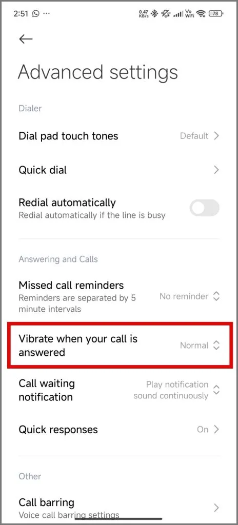 Vibrer når anropet ditt blir besvart på Redmi og Poco