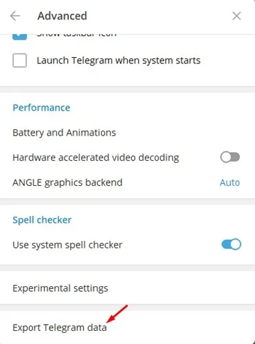 Telegramデータをエクスポートする