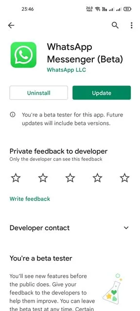 Mettez à jour l'application WhatsApp pour Android