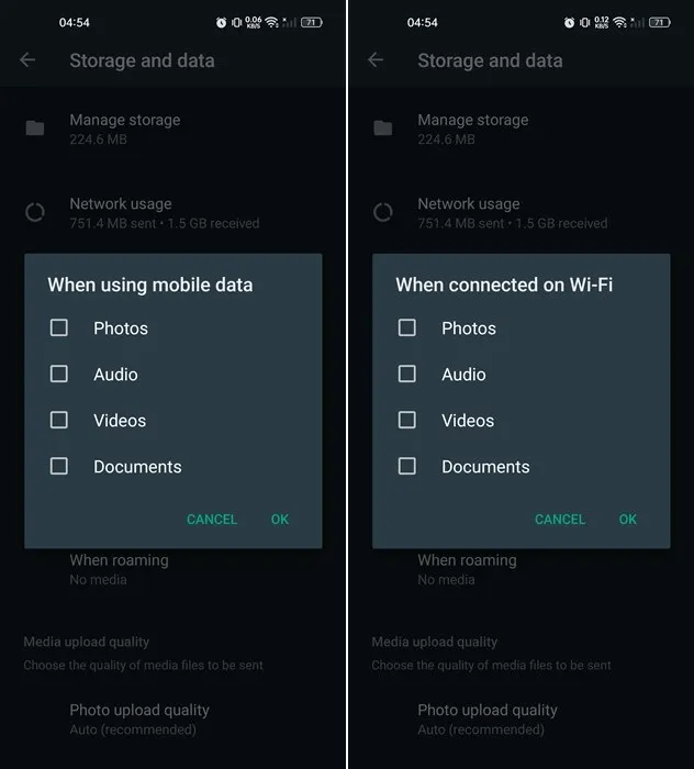 utilizzare i dati mobili o il Wi-Fi