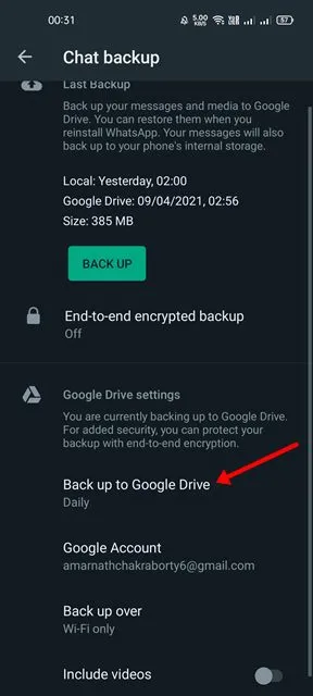 Backup para Google Drive