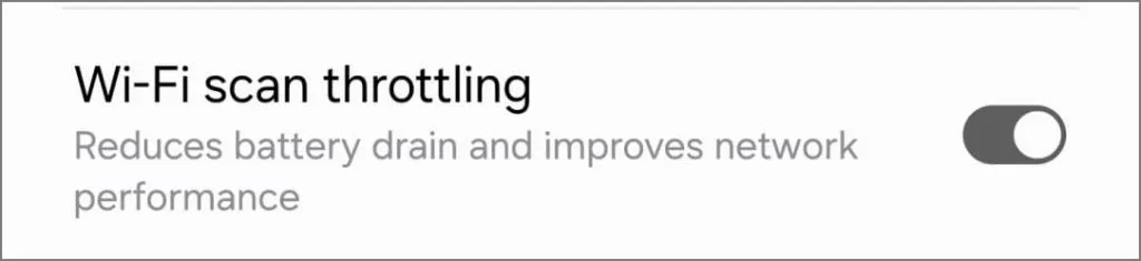 WiFi Scan Throttling i udviklerindstillinger på Android