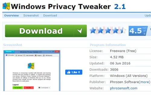 Ottimizzatore della privacy di Windows 2.1